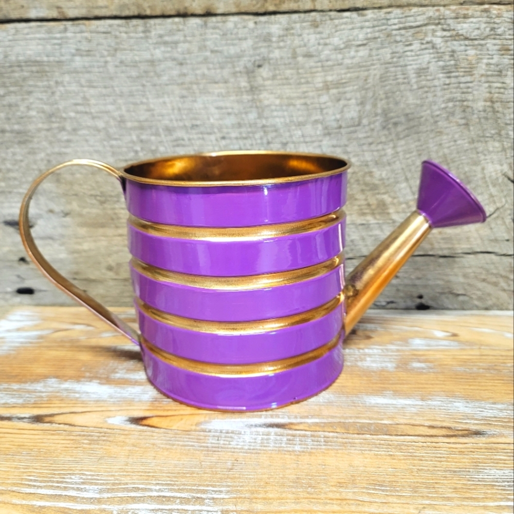 Purple and Gold Metal Watering Can